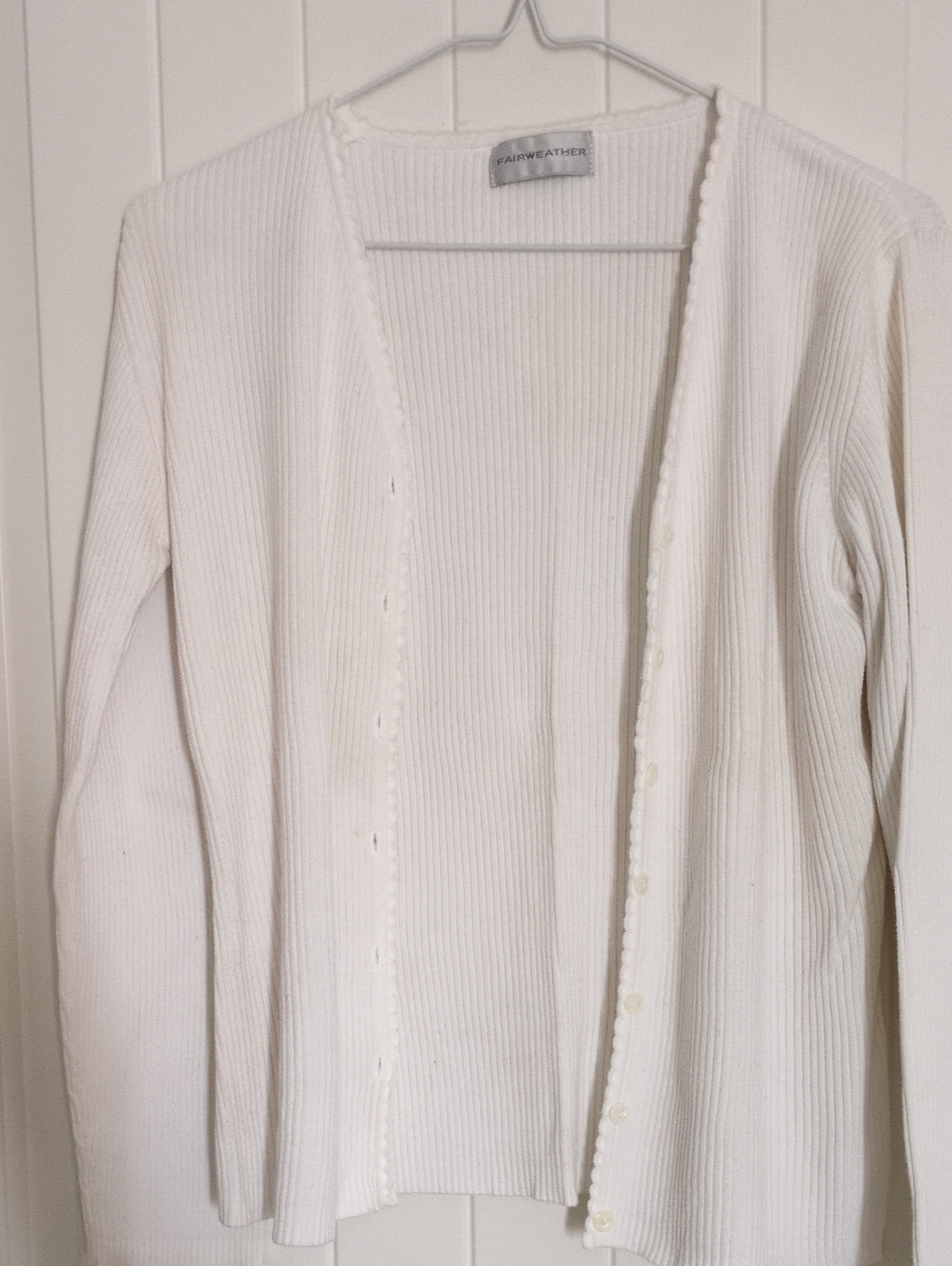 Fairweather Cream Ribbed Button-Up Cardigan